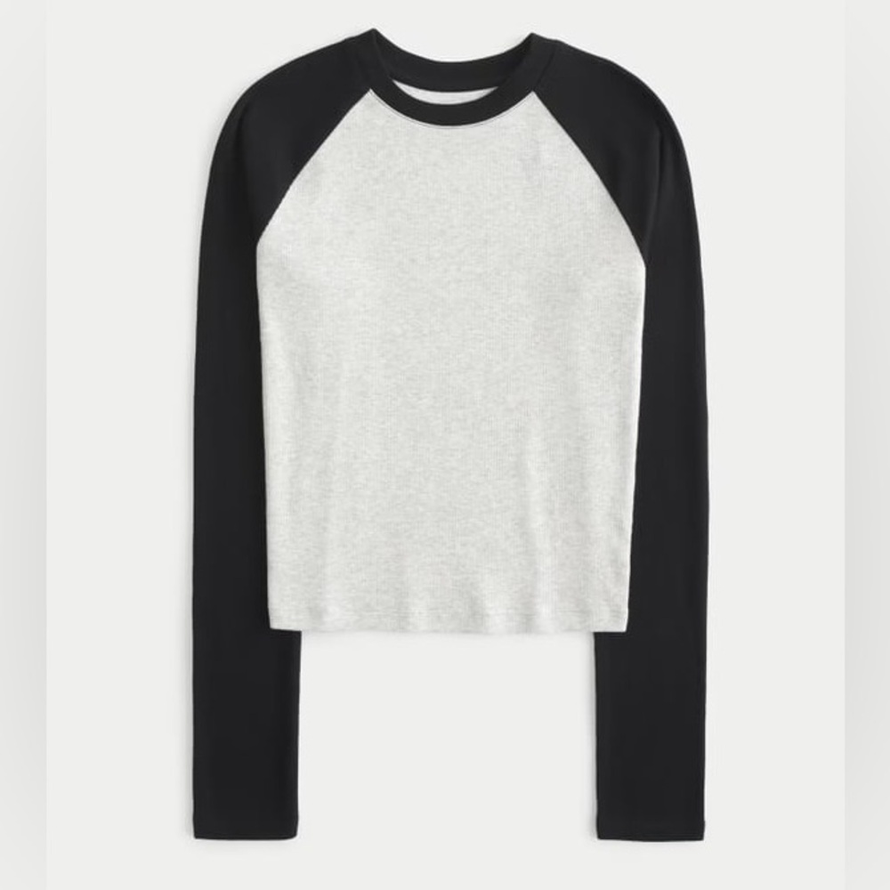 Hollister | Black and White Raglan Long Sleeve Tee
